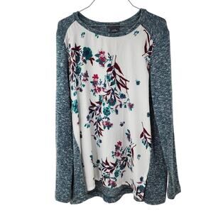 VAN HEUSEN Floral Long Sleeve Top Womens Size Large L